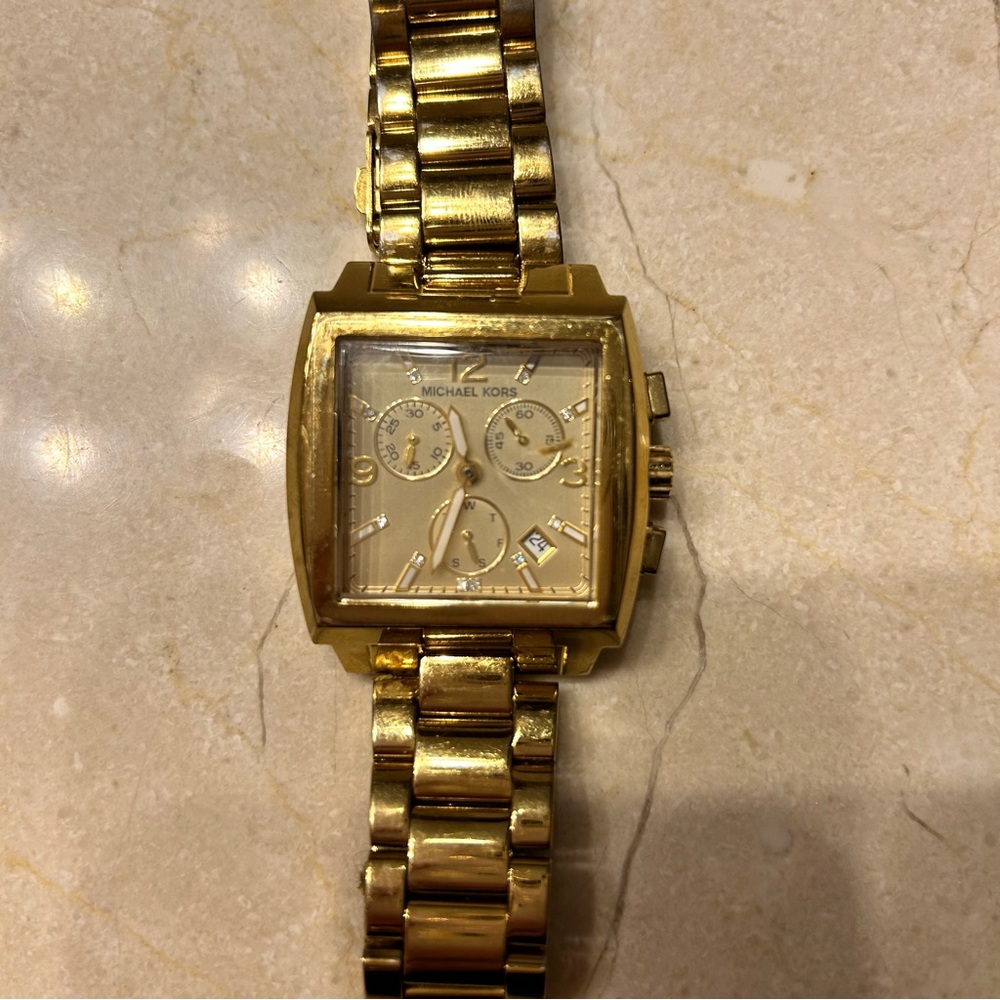 Michael Kors Gold Large Face Square Watch